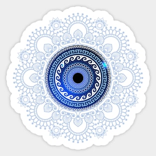 Mati Evil Eye Greek Keys Ornament Ioanna Collection Sticker